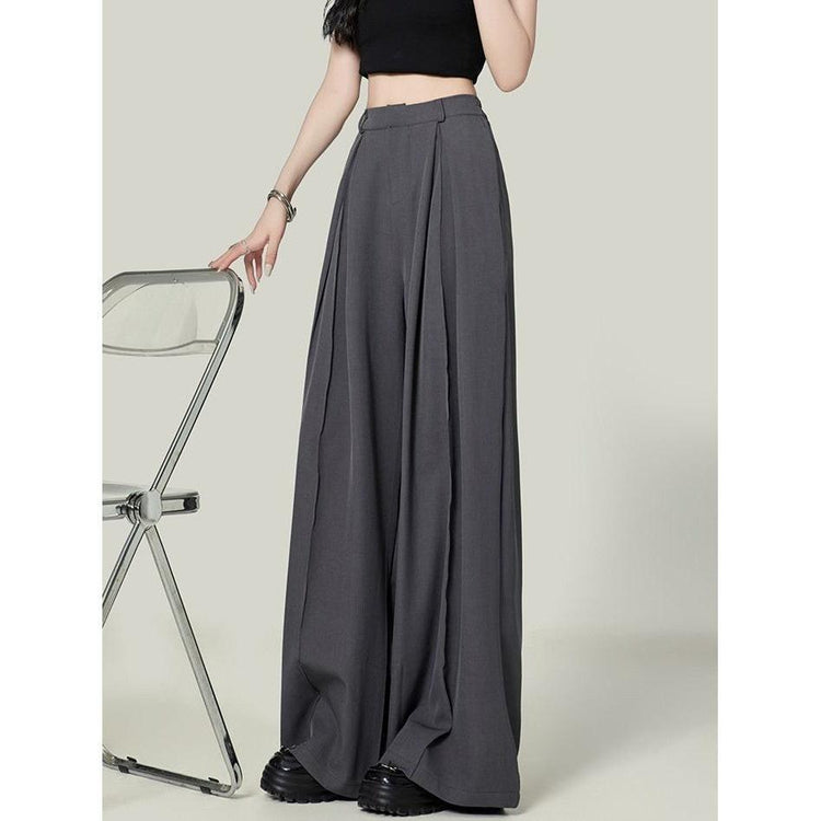 Chic gray suit pants featuring a high waist design for elegant and professional office wear
