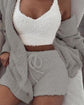 3pcs Womens Clothing Long Sleeve Crop Tank Top And Drawstring Shorts Pajama Set.