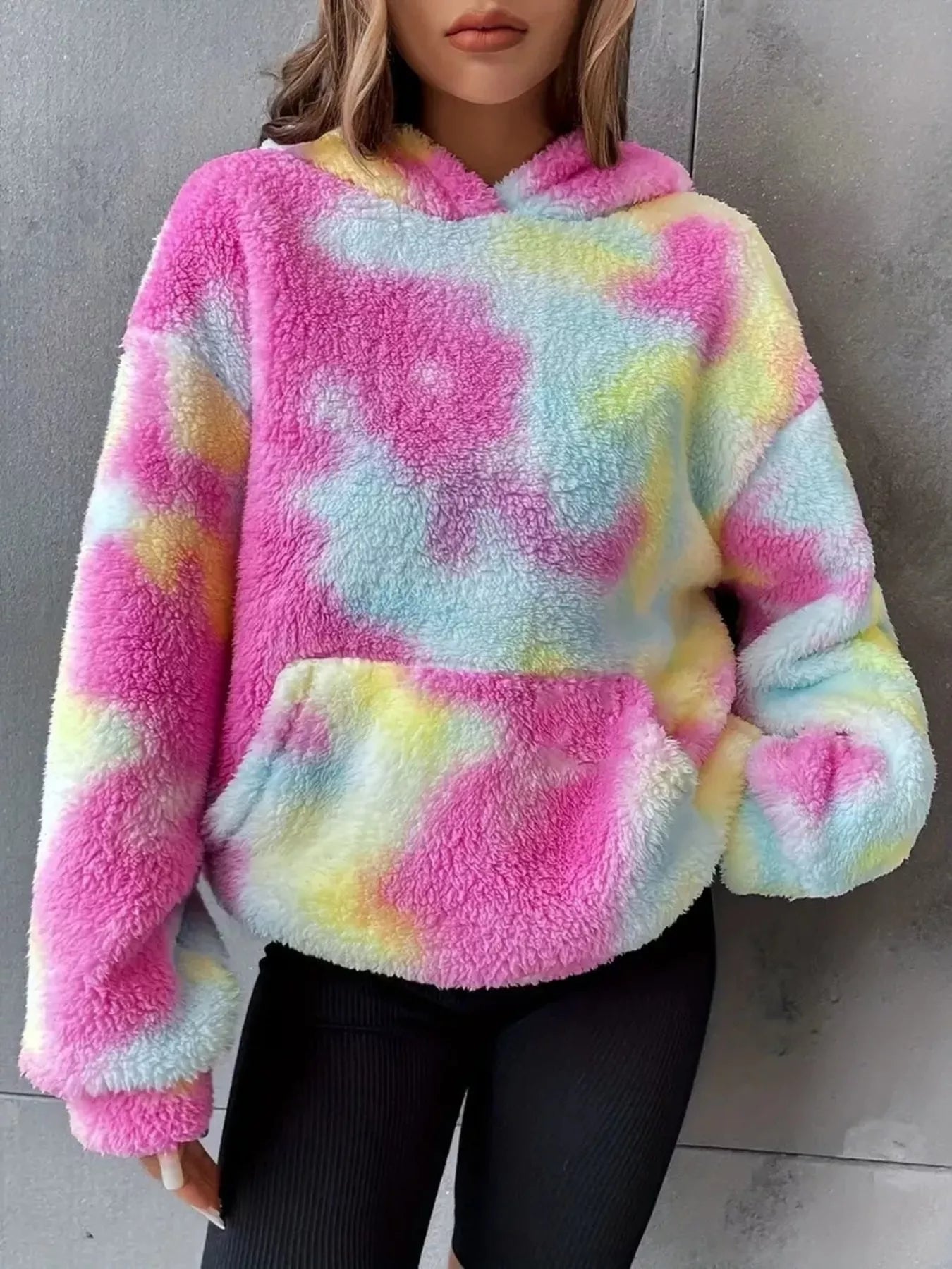 Tie-Dye Plush Fleece Hoodie.