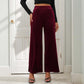 Casual Retro Style Solid Color Draping Effect Velvet Wide-leg Pants.