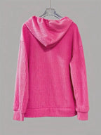 Button-Front Drawstring Hoodie.