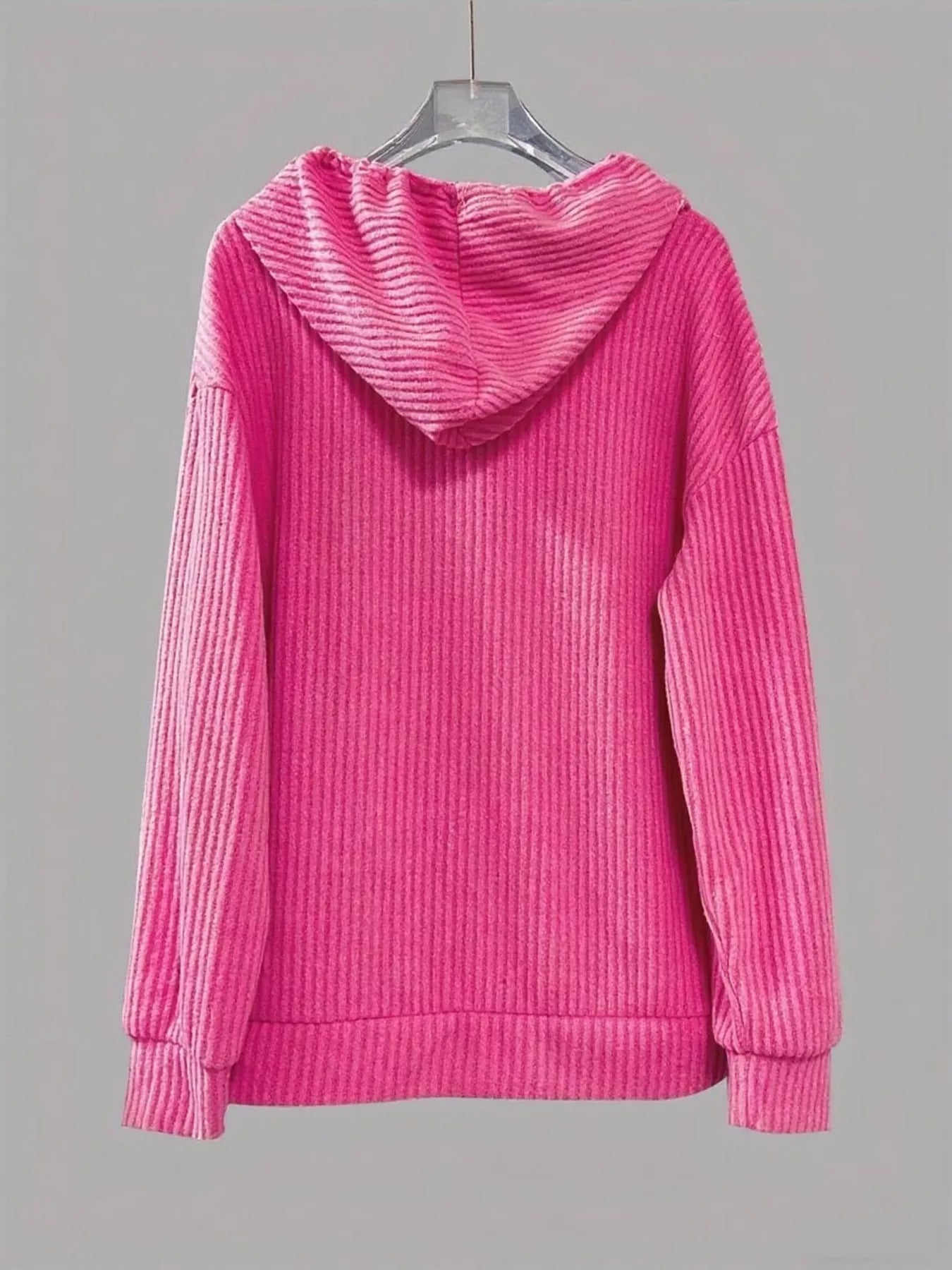 Button-Front Drawstring Hoodie.