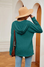 Half-Button Dropped Shoulder Hoodie.