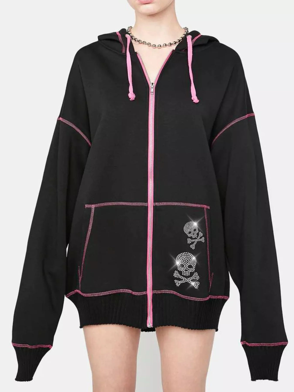 Halloween Zip-Up Drawstring Hoodie.