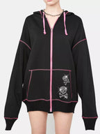 Halloween Zip-Up Drawstring Hoodie.