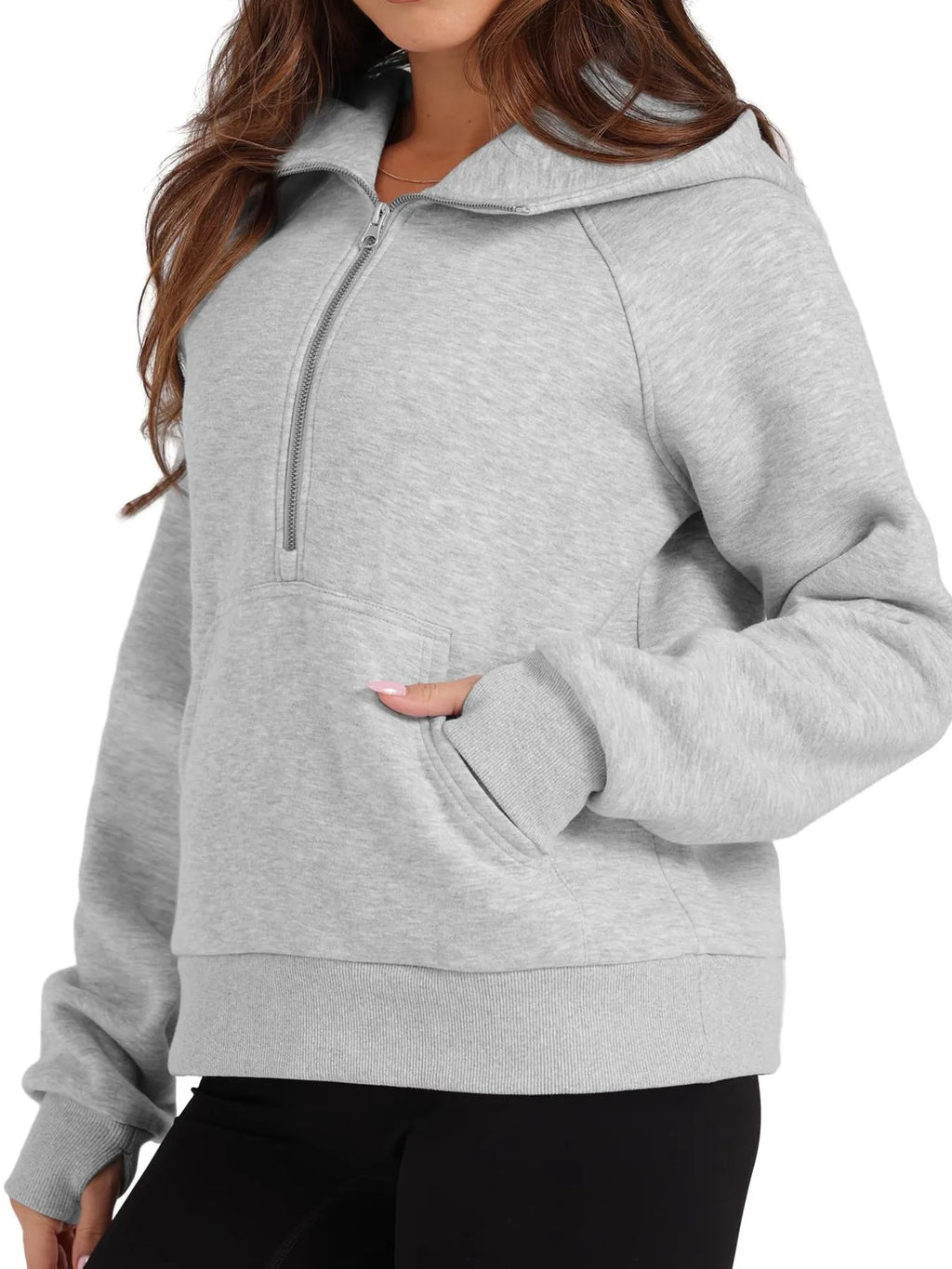 Half-Zip Hoodie with Kangaroo Pocket.