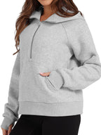 Half-Zip Hoodie with Kangaroo Pocket.