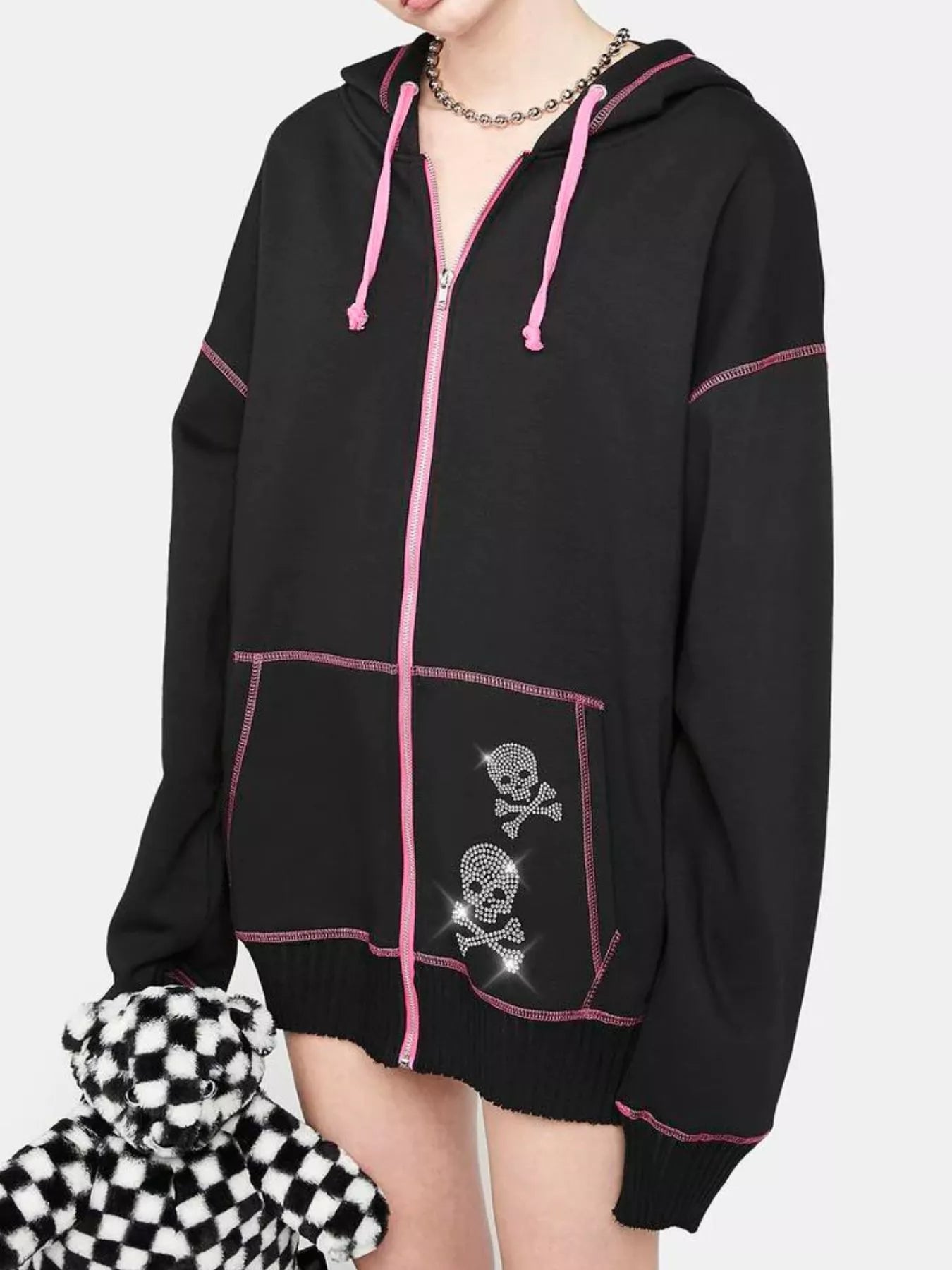 Halloween Zip-Up Drawstring Hoodie.