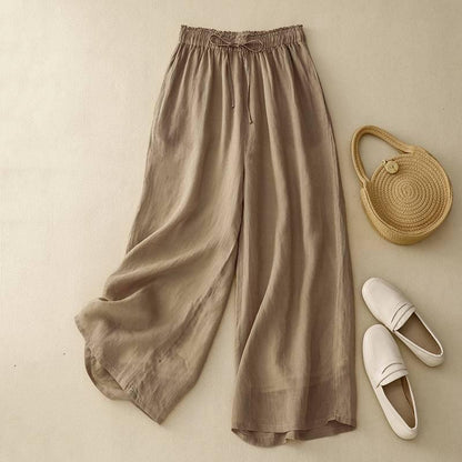 Cotton And Linen Art Retro Double-layer Wide-leg Pants.