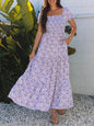 Fashion Smocking Printed Pocket Women's Dress