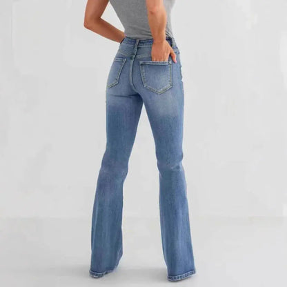 Fashion Slim Stretch High-waisted Boot-cut Pants Jeans
