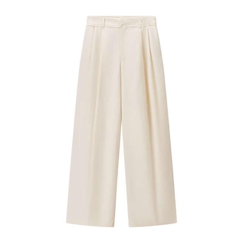 High Waist Wide Leg Draping Pleated Trousers.
