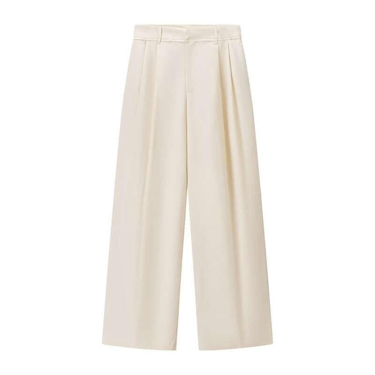 High Waist Wide Leg Draping Pleated Trousers.