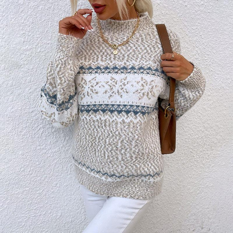 Snowflake Half-Turtleneck Sweater.