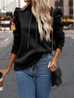 Puff Sleeve Hoodie with Drawstring.