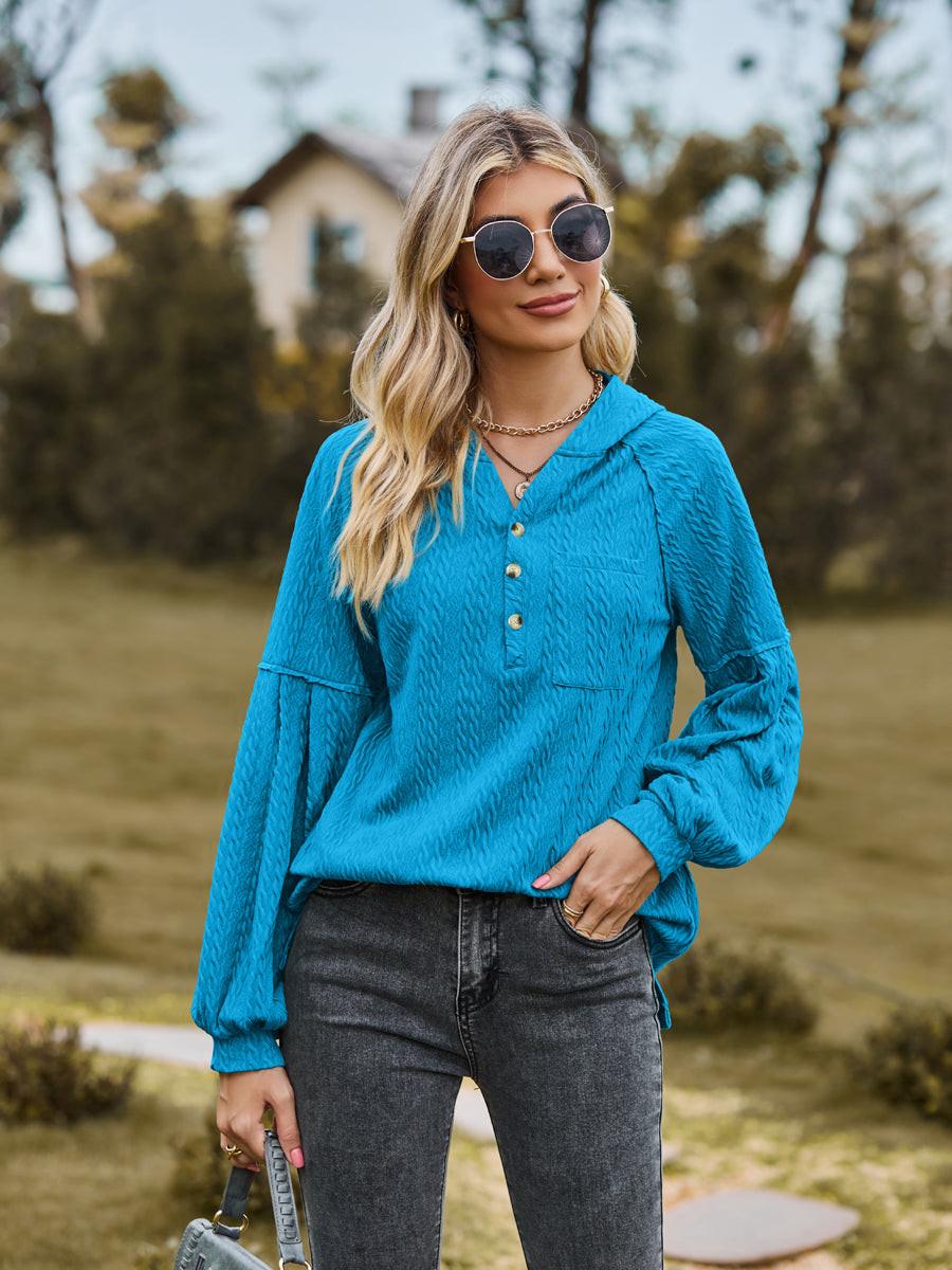 Cable-Knit Dropped Shoulder Hoodie.