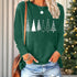 Christmas Shirts For Women, Cute Christmas Tree Graphic Long Sleeve T-Shirt, Funny Holiday Xmas Top For Party, Family Matching PJ Outfit.