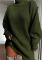 Solid Turtleneck Long Sweater Winter Warm Women Sweater Dress.