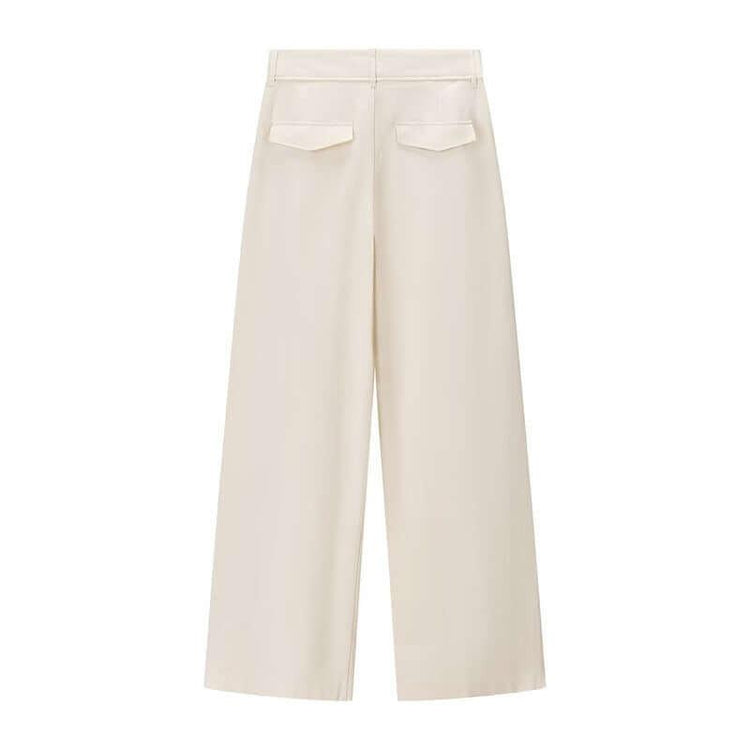 High Waist Wide Leg Draping Pleated Trousers.