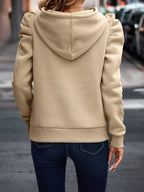 Puff Sleeve Hoodie with Drawstring.