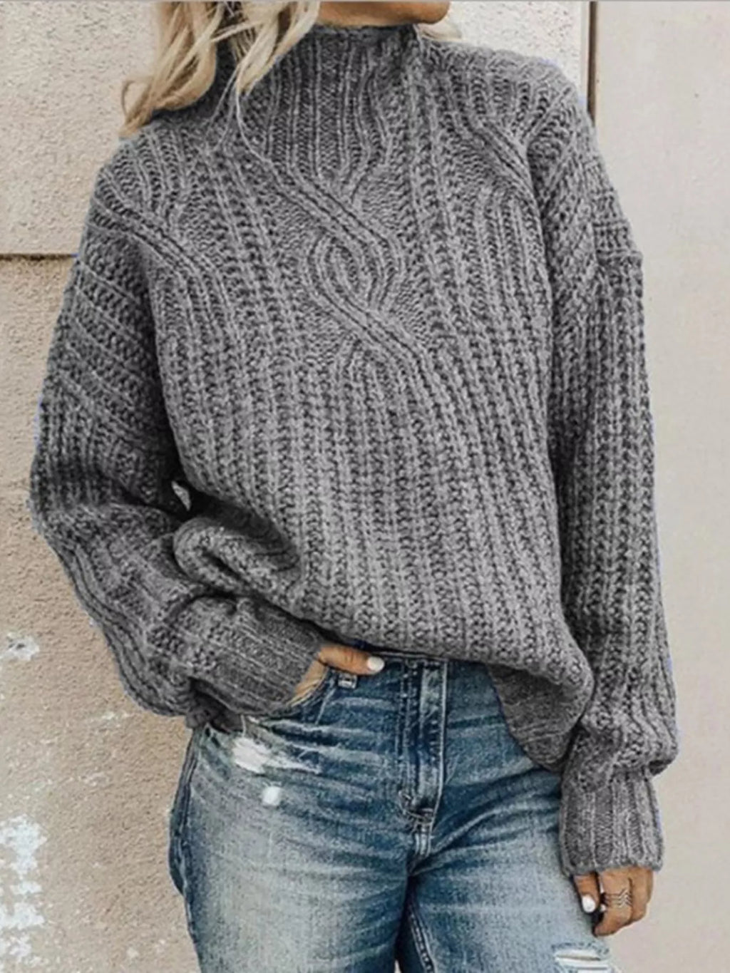 Stylish plus size turtleneck sweater offering warmth and comfort for elegant winter fashion