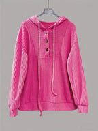 Button-Front Drawstring Hoodie.