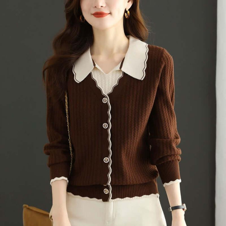 Fake Two-piece Knitted Sweaters Top For Women.