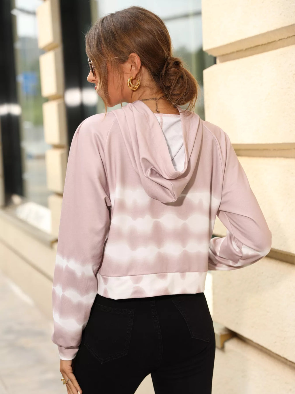 Drawstring Raglan Sleeve Hoodie.