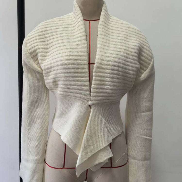 Elegant Irregular Hem Cardigan Sweater For Women Knitted Long Sleeve V Neck Trendy Open Front Sweaters.