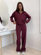European And American Solid Color Long Sleeve Zipper Cardigan Hoodie Lace-up Trousers Two-piece Set.