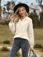 Cable-Knit Dropped Shoulder Hoodie.