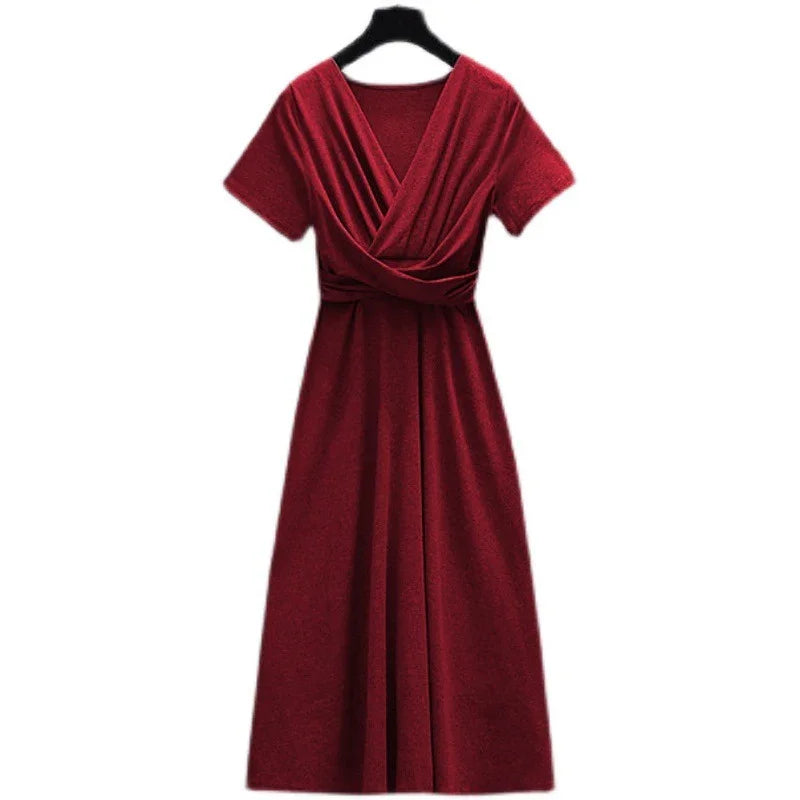 Fashionable Elegant Slim-fit Pleated Ladies Dress