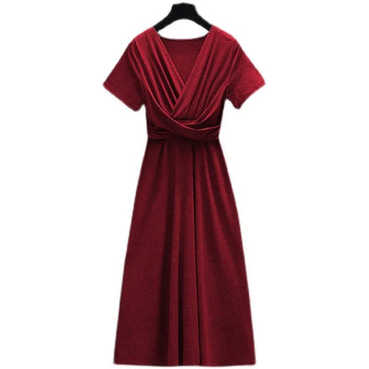 Fashionable Elegant Slim-fit Pleated Ladies Dress
