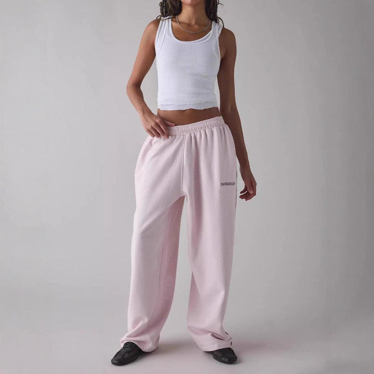 Embroidered Casual Straight Pants.