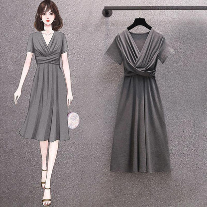 Fashionable Elegant Slim-fit Pleated Ladies Dress