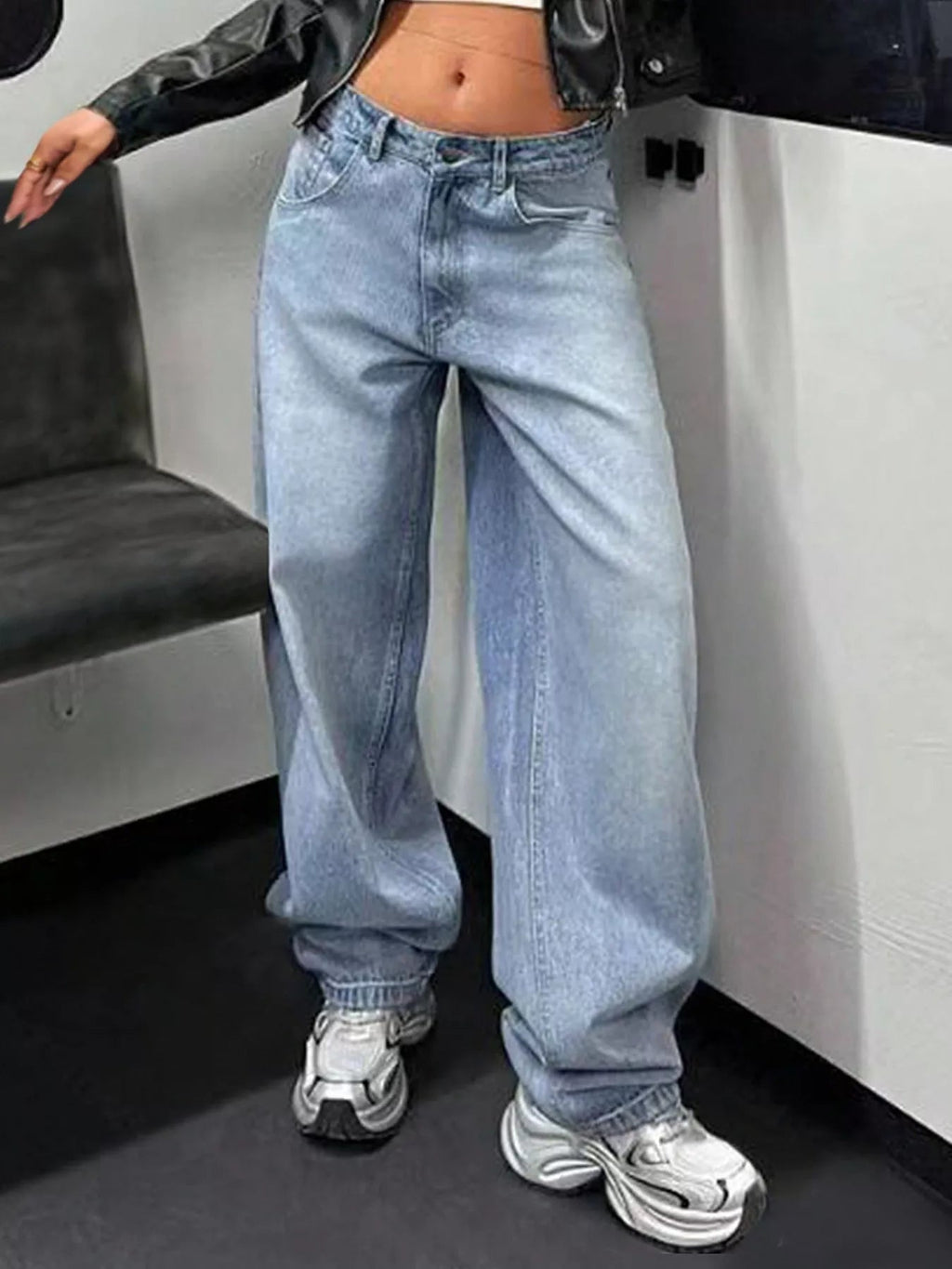 Stylish baggy wide leg jeans for a comfortable and trendy casual look