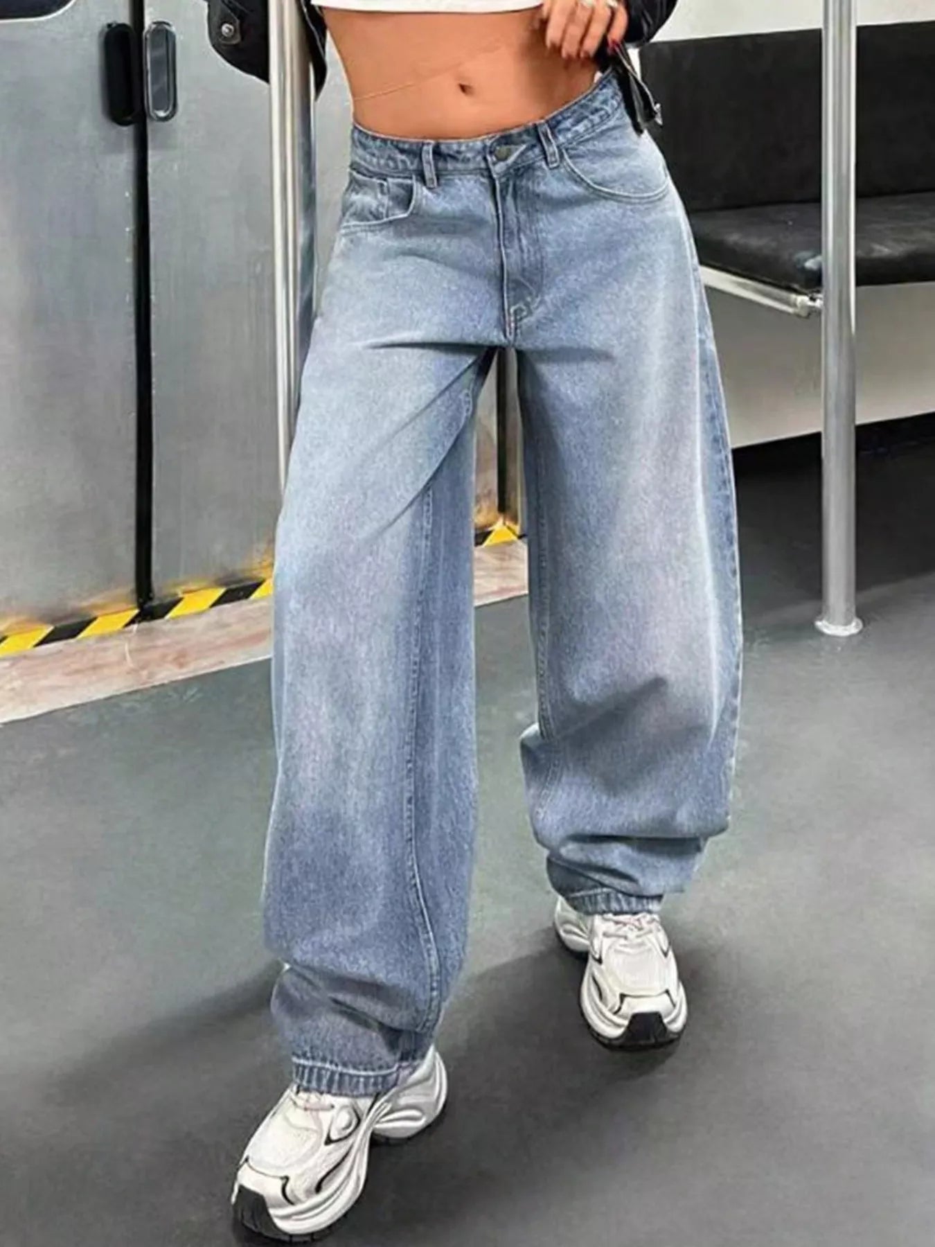 Stylish baggy wide leg jeans for a comfortable and trendy casual look