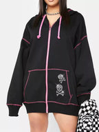 Halloween Zip-Up Drawstring Hoodie.