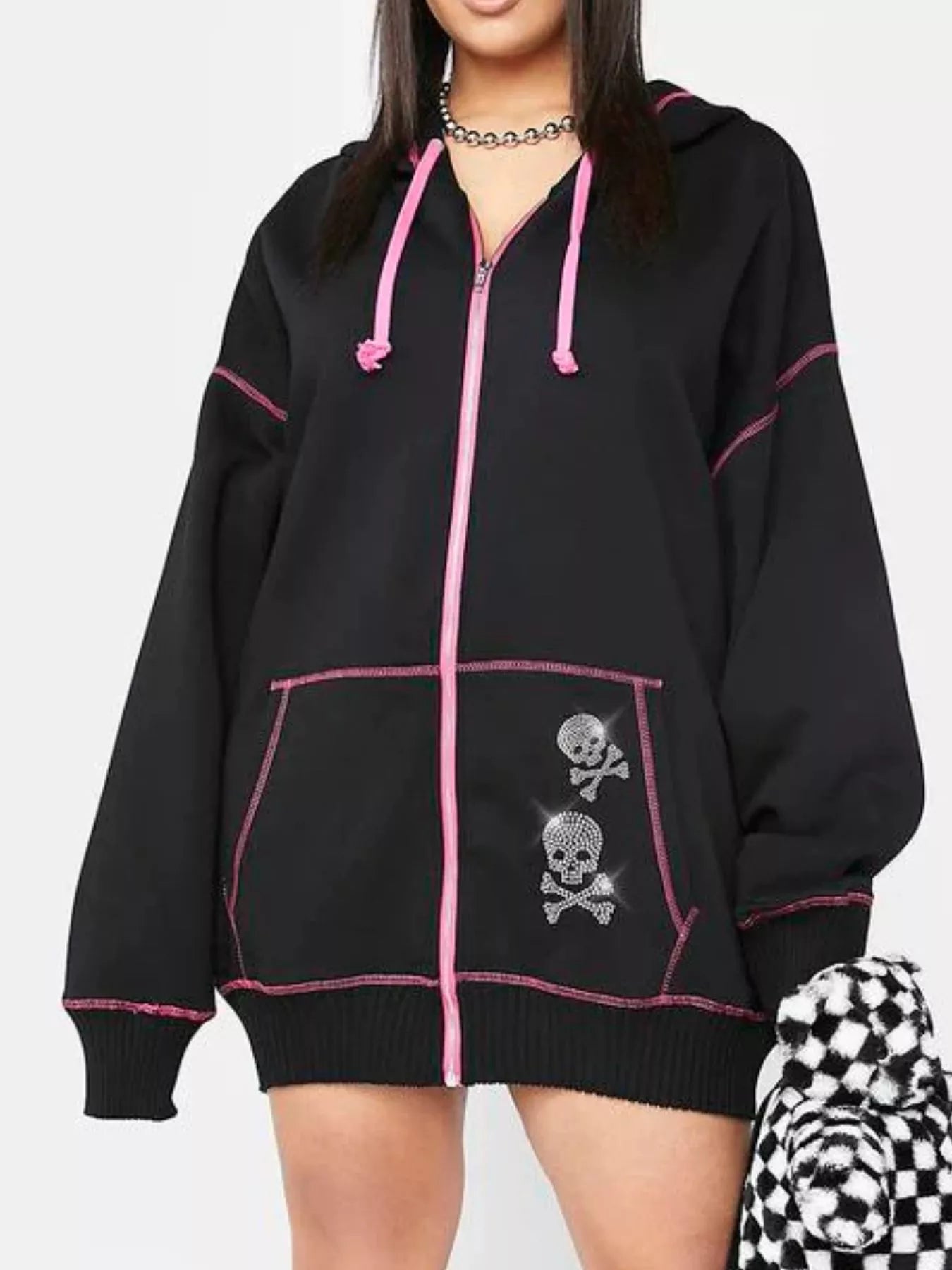 Halloween Zip-Up Drawstring Hoodie.