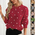 Polka Dot Jacquard Knit Pullover.