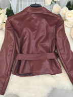 Belted Faux Leather Blazer.