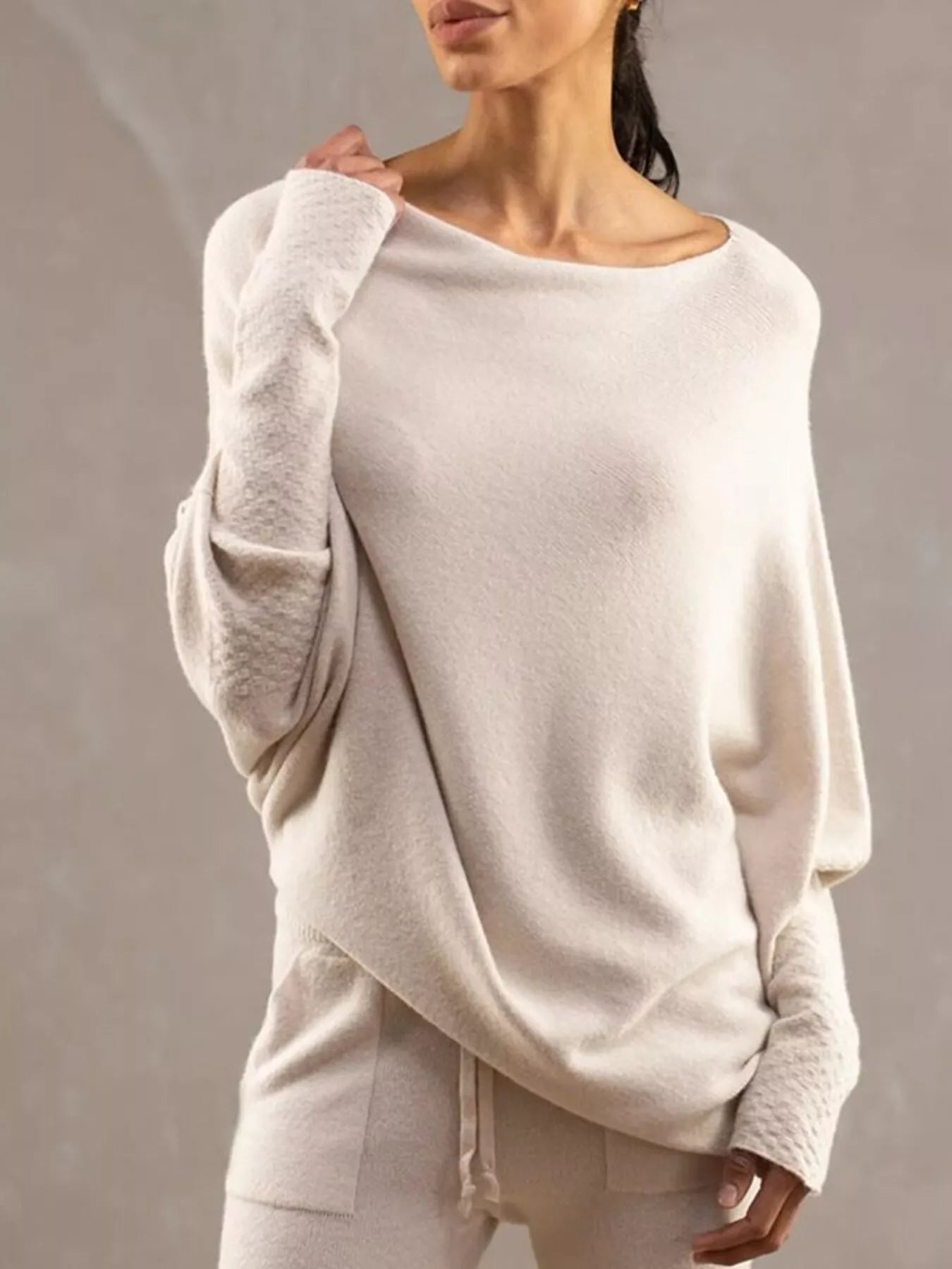 Boat Neck Long Sleeve Sweater.