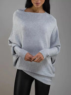 Boat Neck Long Sleeve Sweater.