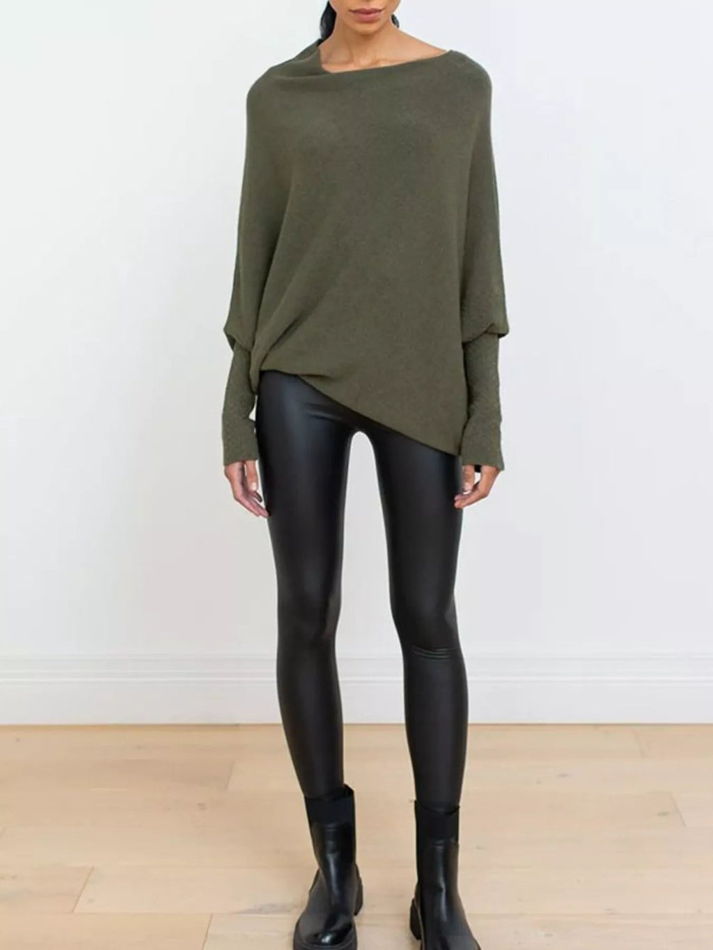 Boat Neck Long Sleeve Sweater.