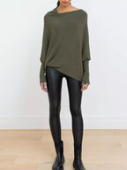 Boat Neck Long Sleeve Sweater.