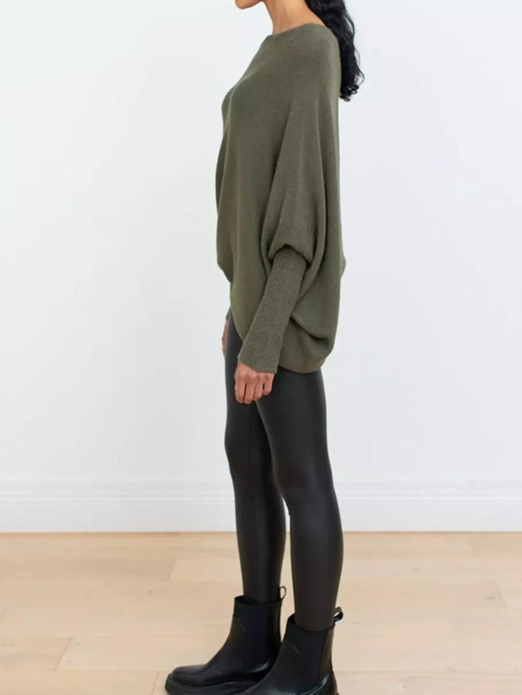 Boat Neck Long Sleeve Sweater.