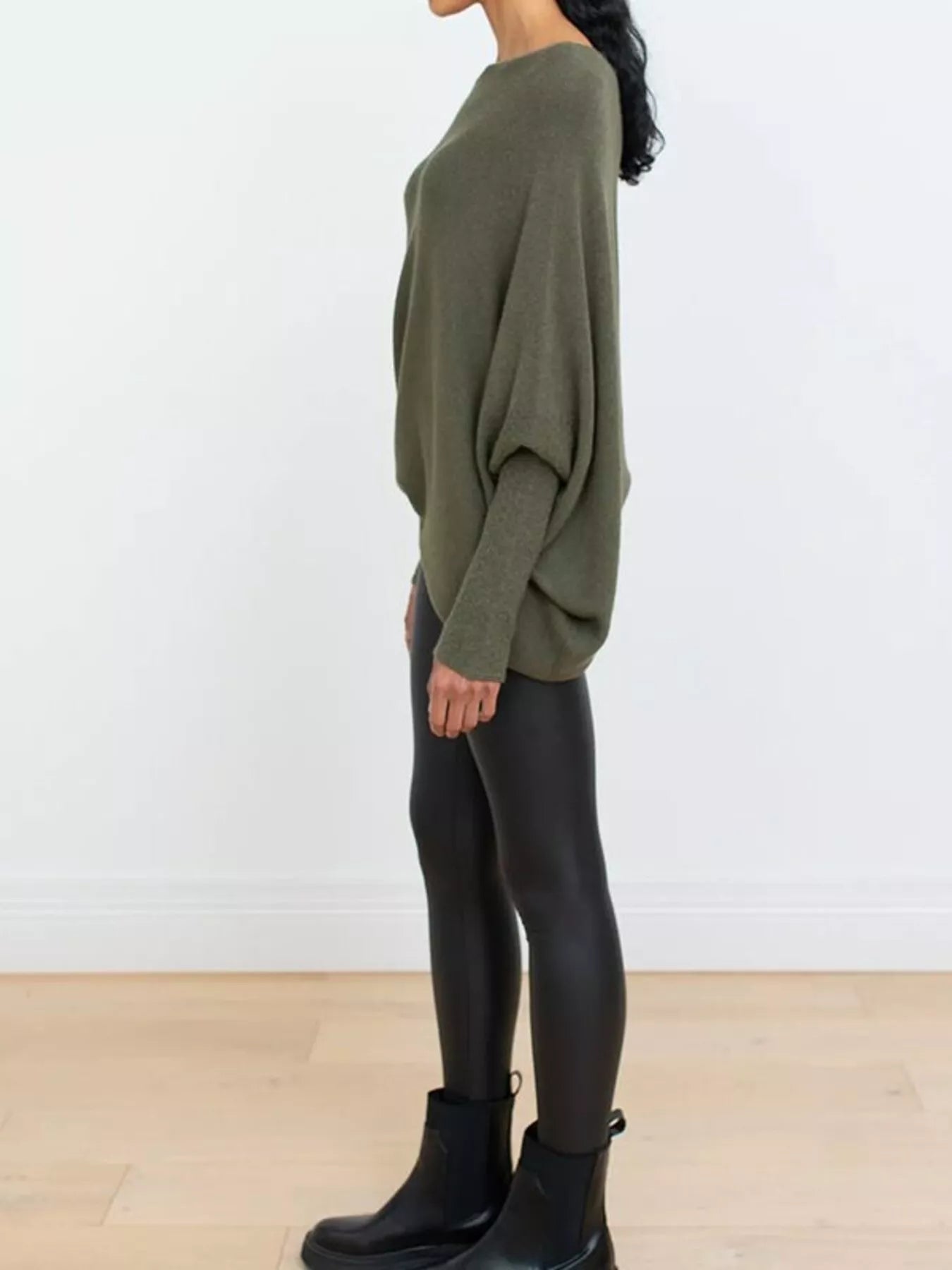 Boat Neck Long Sleeve Sweater.