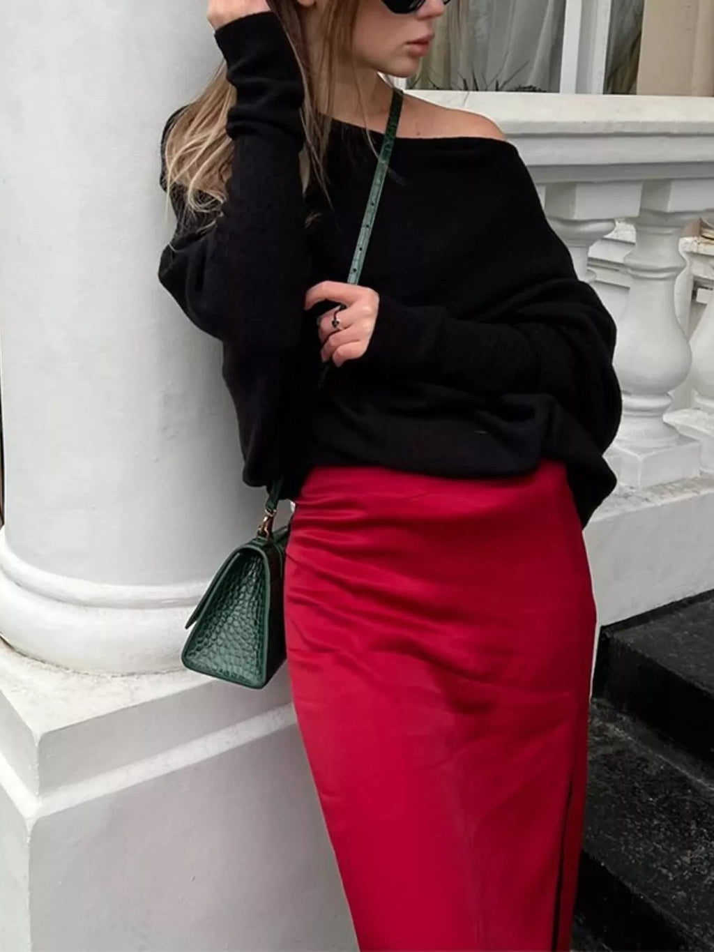 Boat Neck Long Sleeve Sweater.