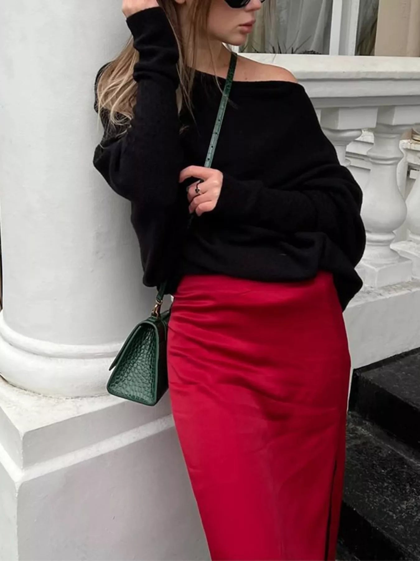 Boat Neck Long Sleeve Sweater.