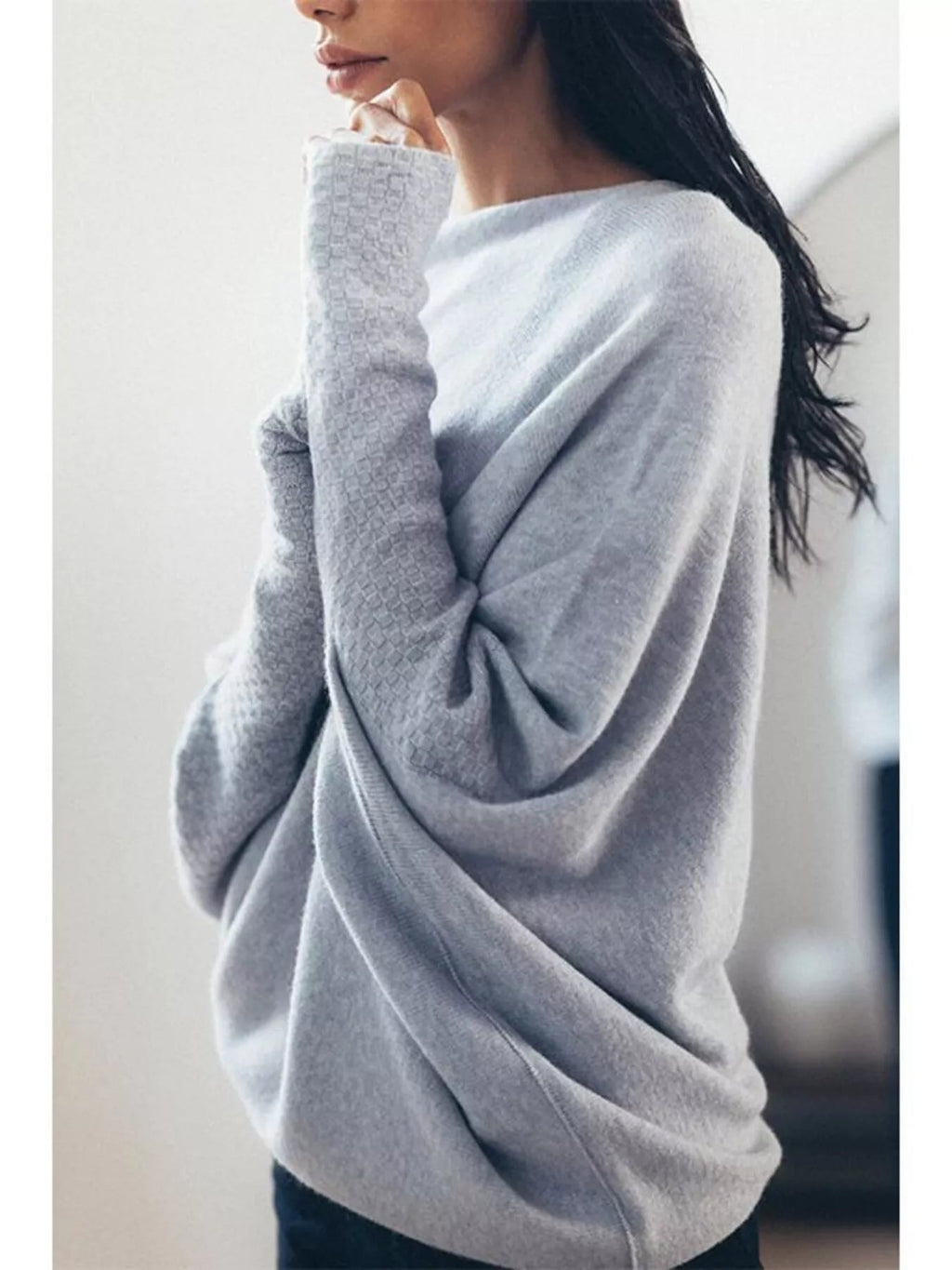 Boat Neck Long Sleeve Sweater.